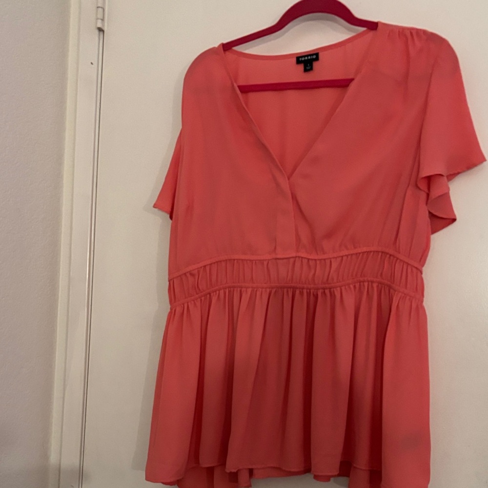 Torrid Coral Peplum Blouse